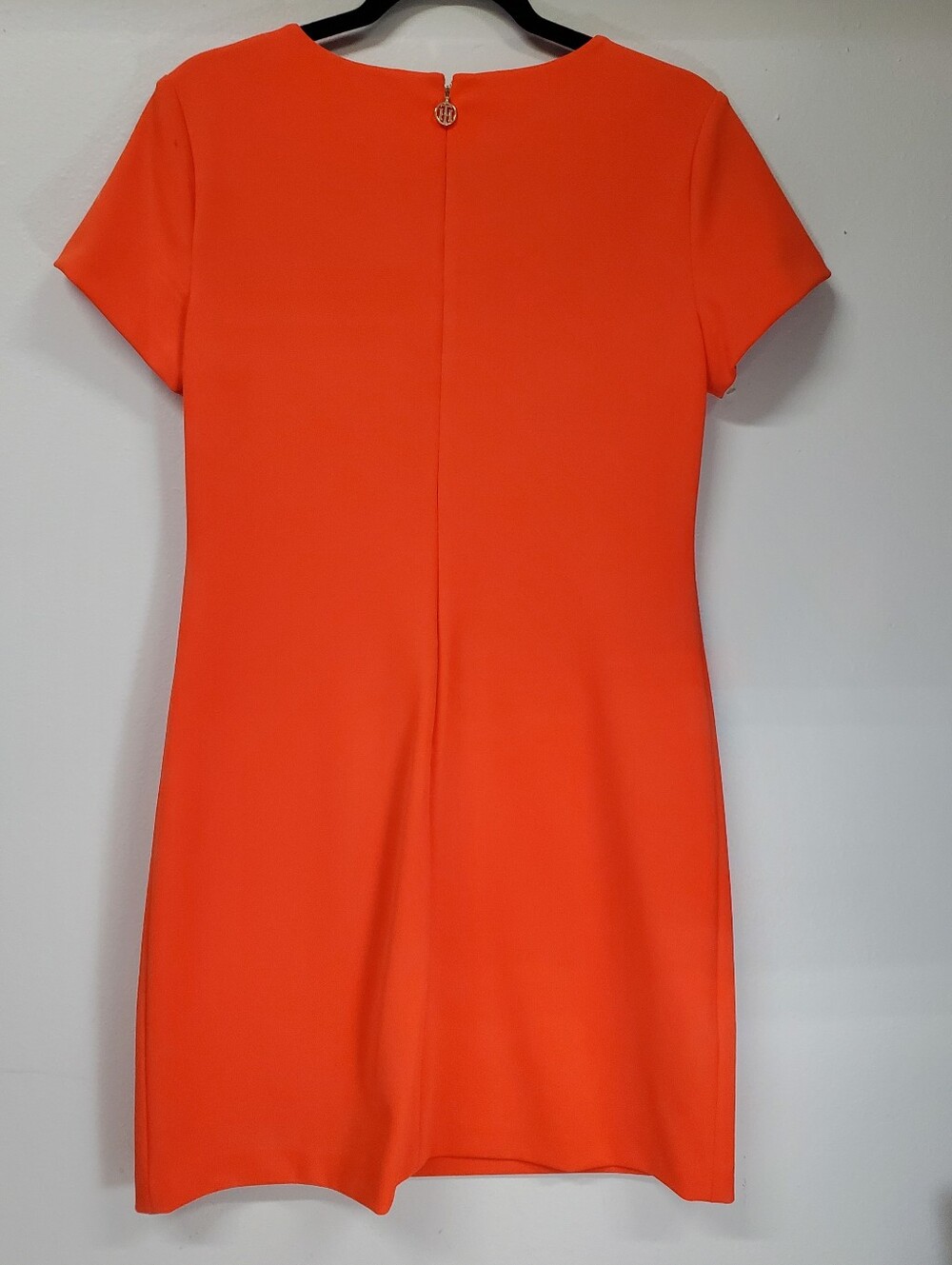 Office Siren Luxery Evening Wear Tommy Hilfiger Fitted Sheath Dress 8 Orange - Picture 2 of 8